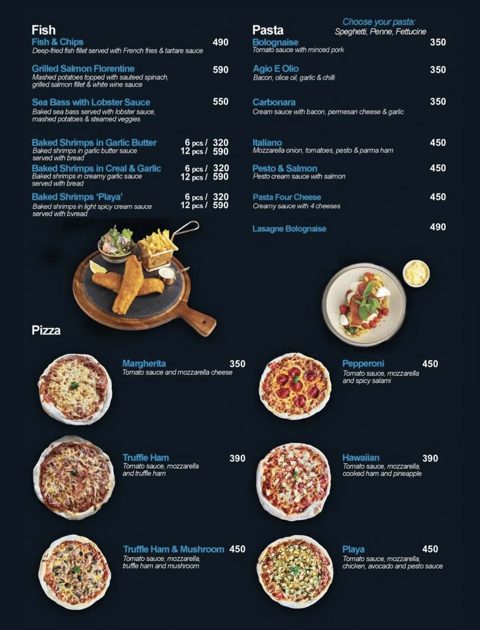 Fish, Pasta & Pizza