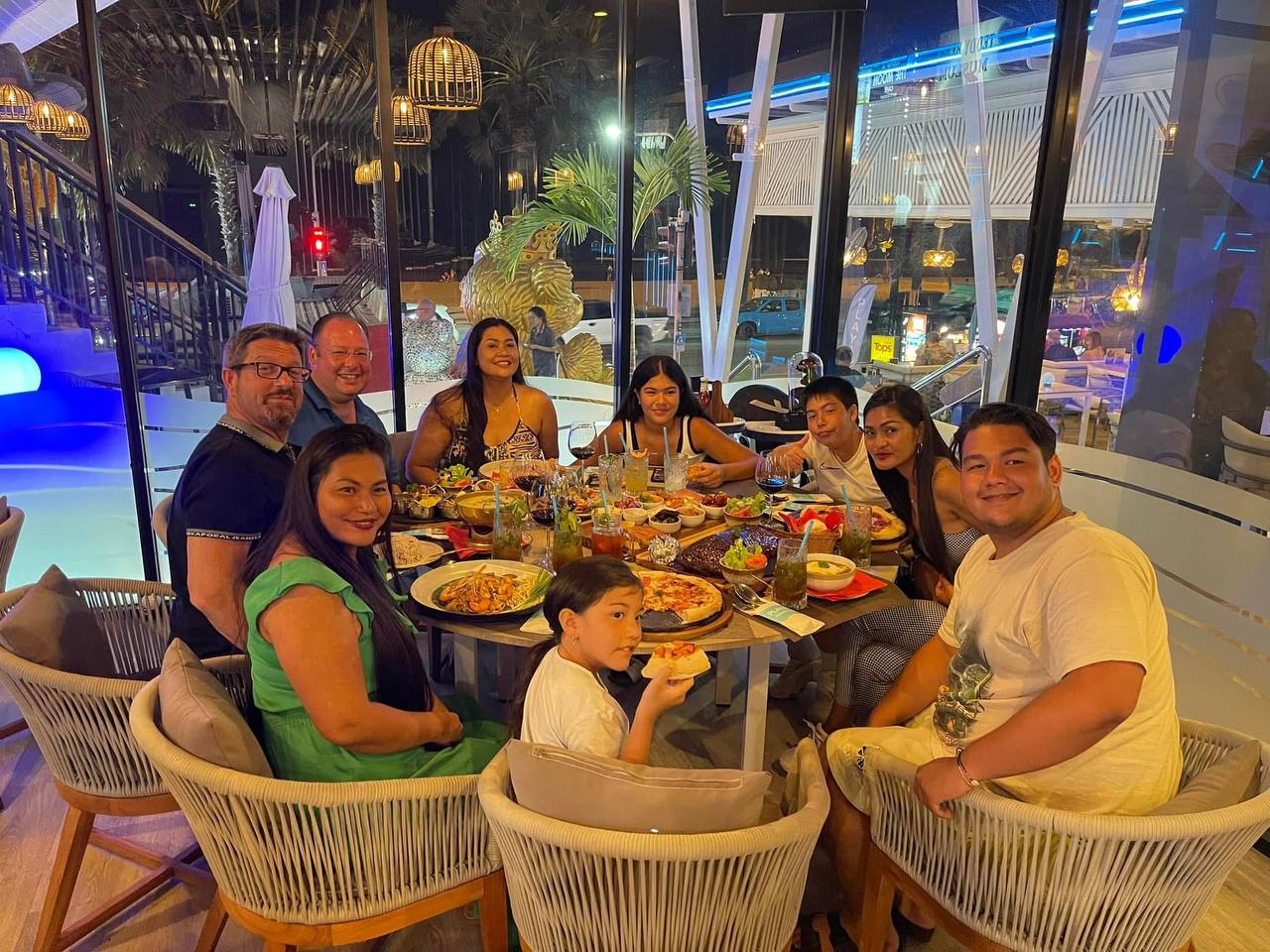 Family gathering with diverse menu